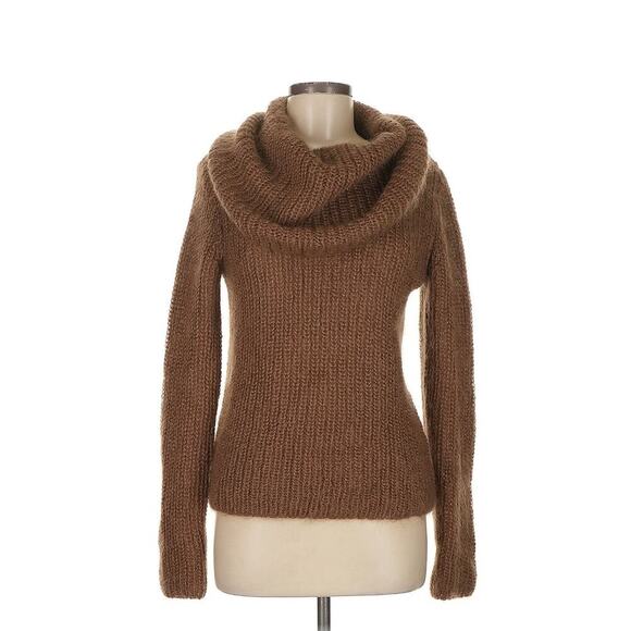 Vintage Ralph Lauren Mohair Wool Blend Sweater Cowl Neck Metallic Knit Y2k Tan M - Picture 1 of 5